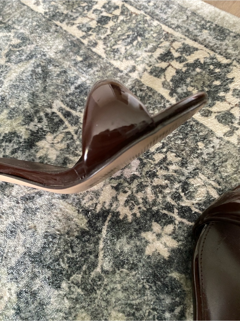 Steve Madden women’s chocolate brown glossy heeled sandals 7.5 - Picture 5 of 6